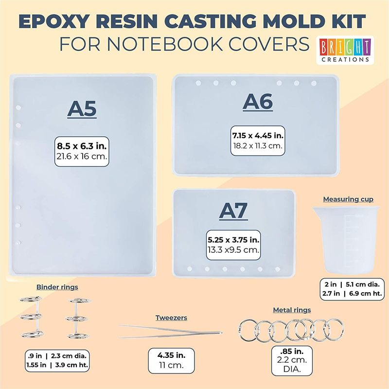 Notebook Cover Epoxy Resin Casting Kit for A5, A6, A7 Covers (13 Pieces)
