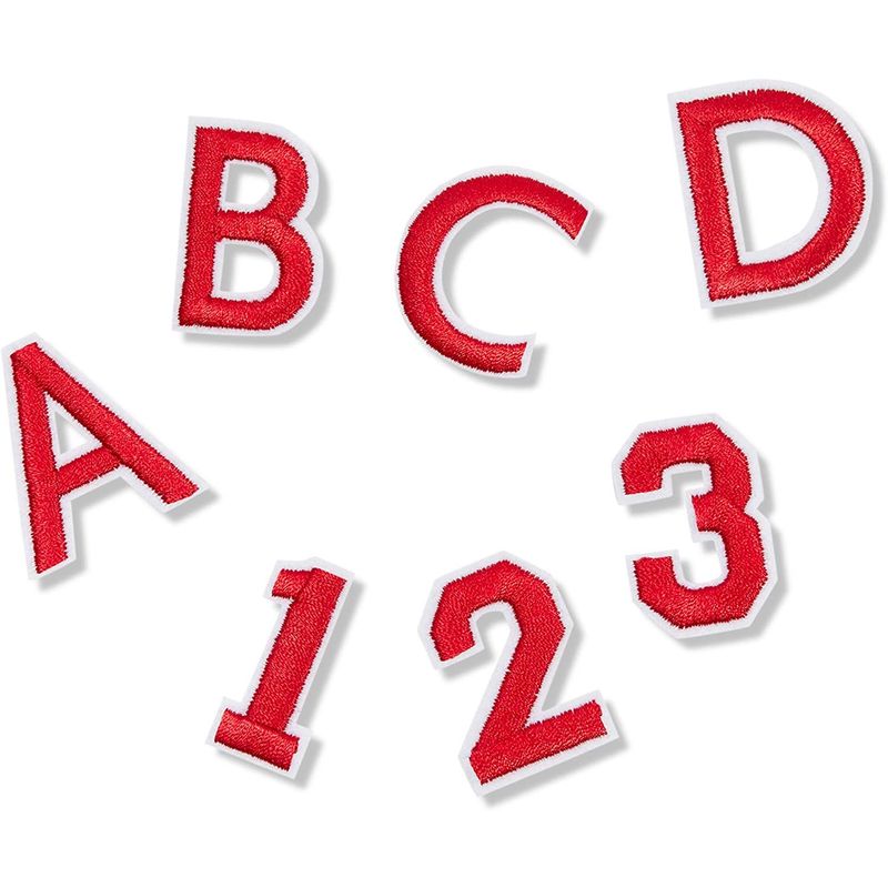 Red Alphabet Letter and Number Iron On Patches for Applique