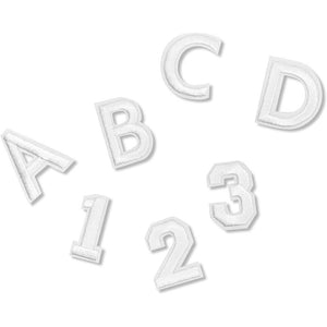 White Alphabet Letter and Number Iron On Patches for Applique, Sewing, and Crafts (1 in, 82 Pieces)