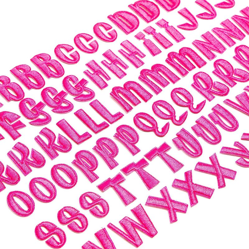 Pink Iron On Patches, A-Z Alphabet Letters (1.5 x 2 Inches, 108
