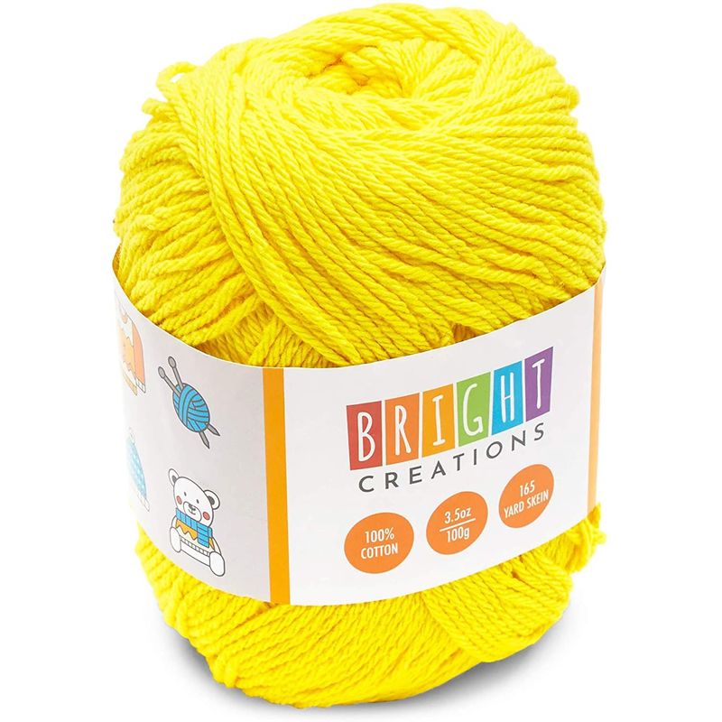 Yellow Cotton Skeins, Medium 4 Worsted Yarn for Knitting (330 Yards, 2 –  BrightCreationsOfficial