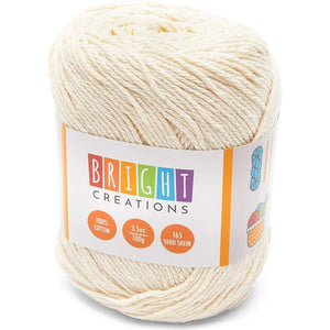 Cream White Cotton Skeins, Medium 4 Worsted Yarn for Knitting and