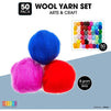 50 Colors Wool Yarn for Needle Felting, Hand Spinning, Crafting, and Knitting, (Set of 50 3-Gram Bags of Yarn)