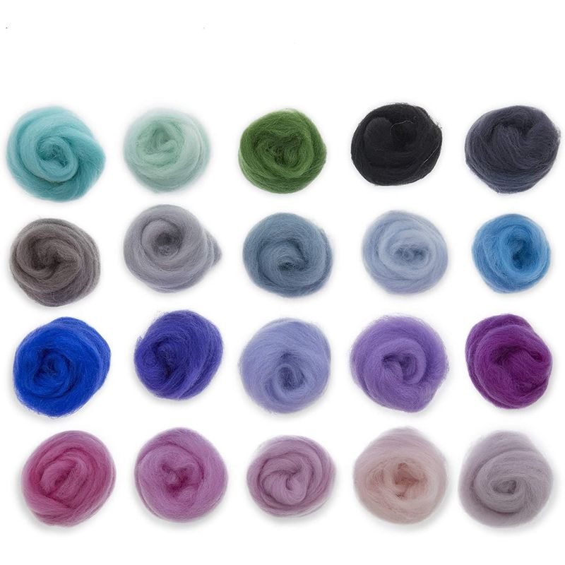 Needle Felting Kit with Wool, Needles, Scissors, Glue, Case (40 Colors, 62 Pieces)
