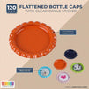 Flattened Bottle Caps with Clear Circle Stickers for Photo Pendant Craft (120 Pack)