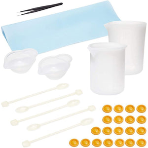 Resin Jewelry Making Kit with Measuring Cup, Mixing Spoons, Tweezers (31 Pieces)