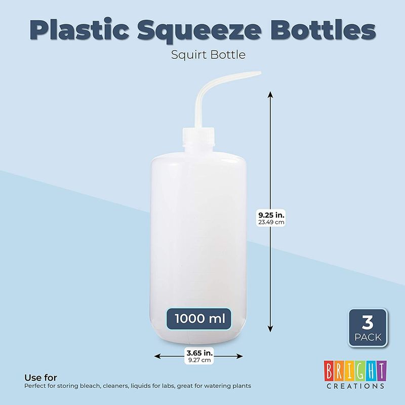 Plastic Squeeze Bottles, 33 oz Squirt Containers (3 Pack)