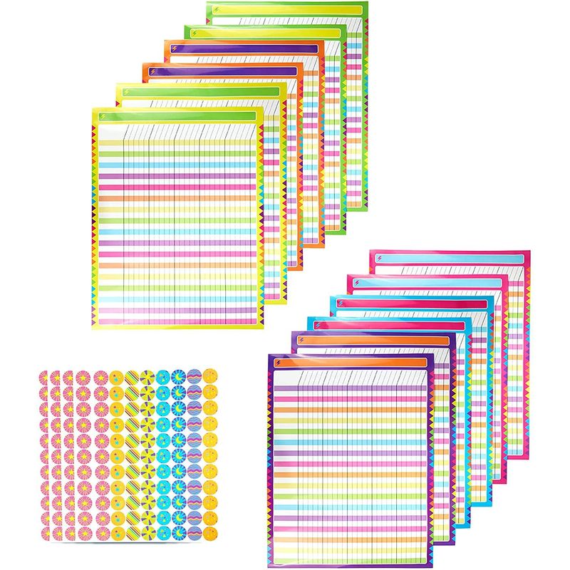 Dry Erase Incentive Chart for Classrooms, 2112 Stickers (17 x 22 in, 12 Pack)