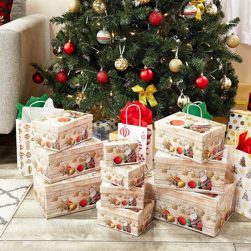 Christmas Nesting Gift Boxes with Lids, Ornaments Design (10 Pack) –  BrightCreationsOfficial