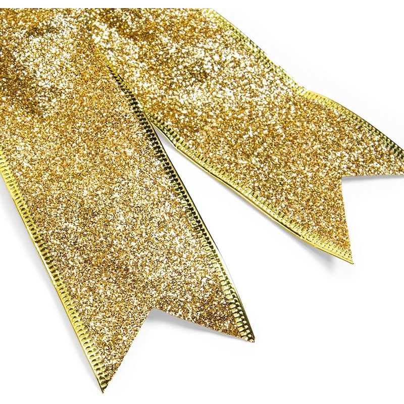 Christmas Bows for Gift Wrapping, Silver Glitter Present Bows (7 x 9 in, 12  Pack)