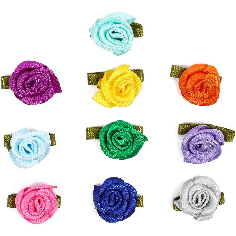 1 Inch Ribbon Rose Flower Heads for DIY Crafts and Decorations (200 Pack)