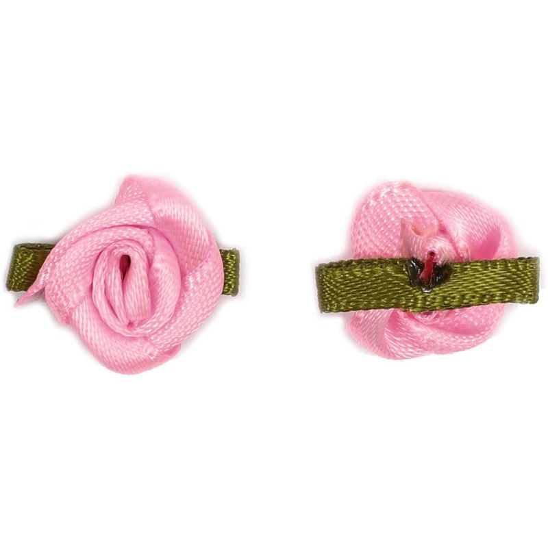 Bright Creations Pink Rose Flower Heads, Ribbon Roses (1 in, 200 Pack)