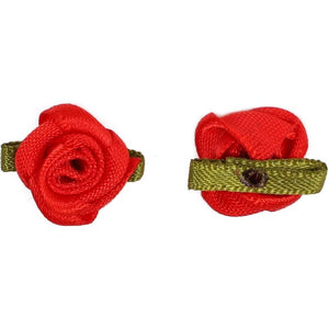 Ribbon Red Rose Flower Heads, Floral Decorations for Crafts (1 in, 200 Pack)