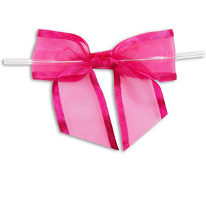 Rose Red Organza Bow Twist Ties for Favors and Treat Bags (1.5 Inches, 36 Pack)