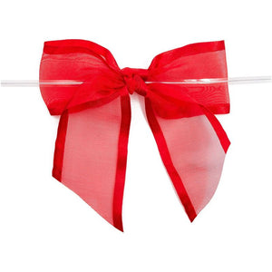 Red Organza Bow Twist Ties for Favors and Treat Bags (1.5 Inches, 36 Pack)