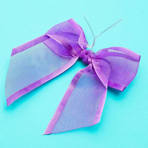 Purple Organza Bow Twist Ties for Favors and Treat Bags (1.5 Inches, 36 Pack)