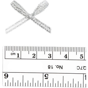 Mini Ribbon Bows for Crafts (1.2 in, Silver, 500-Pack)