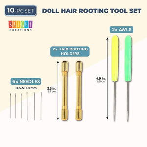 Doll Hair Rooting Tools with 2 Holders, 6 Needles, 2 Awls (10 Pieces)