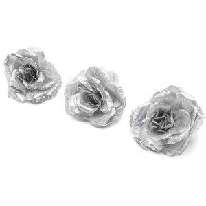 Bright Creations Rose Flower Heads, Artificial Flowers (3 in, Silver, 50-Pack)