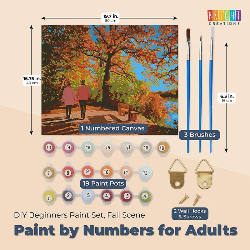 21 Pieces Set DIY Paint by Numbers Kit for Adults Beginner with