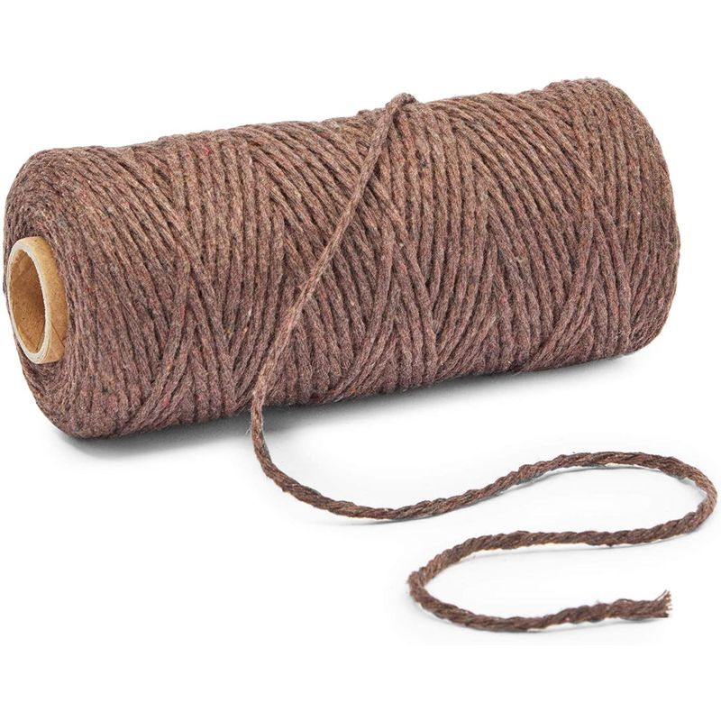 Brown Macrame Cotton Cord 492 Feet, Rope Craft Supplies (3mm, 164