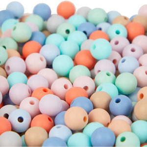 9mm Silicone Beads with String and Clasps, Jewelry Making (Pastel Colors, 258 Pieces)