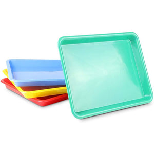 Plastic Trays for Kids Arts and Crafts, 4 Colors (13.4 x 10 x 1.2 in, 4 Pack)