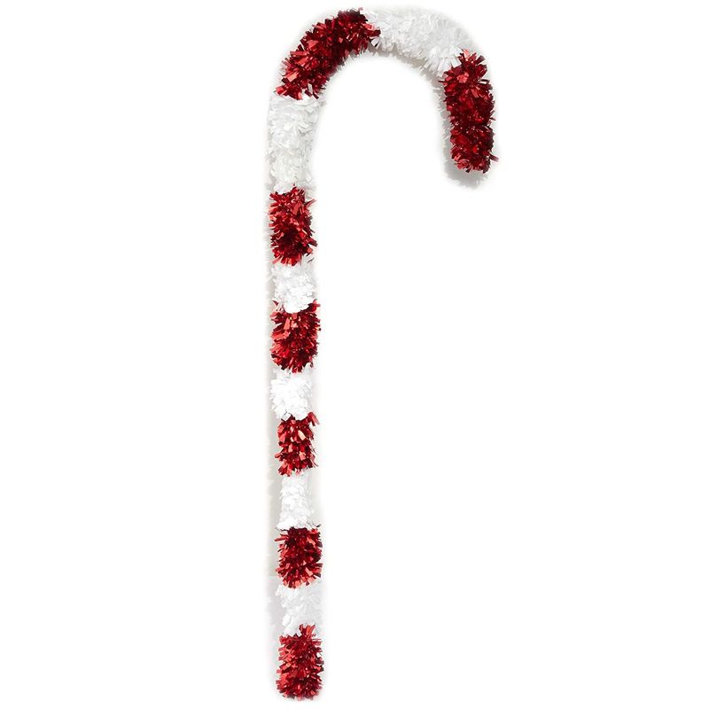 Candy Cane Tinsel Wall Decorations for Christmas (14 x 50 in, 2 Pack)