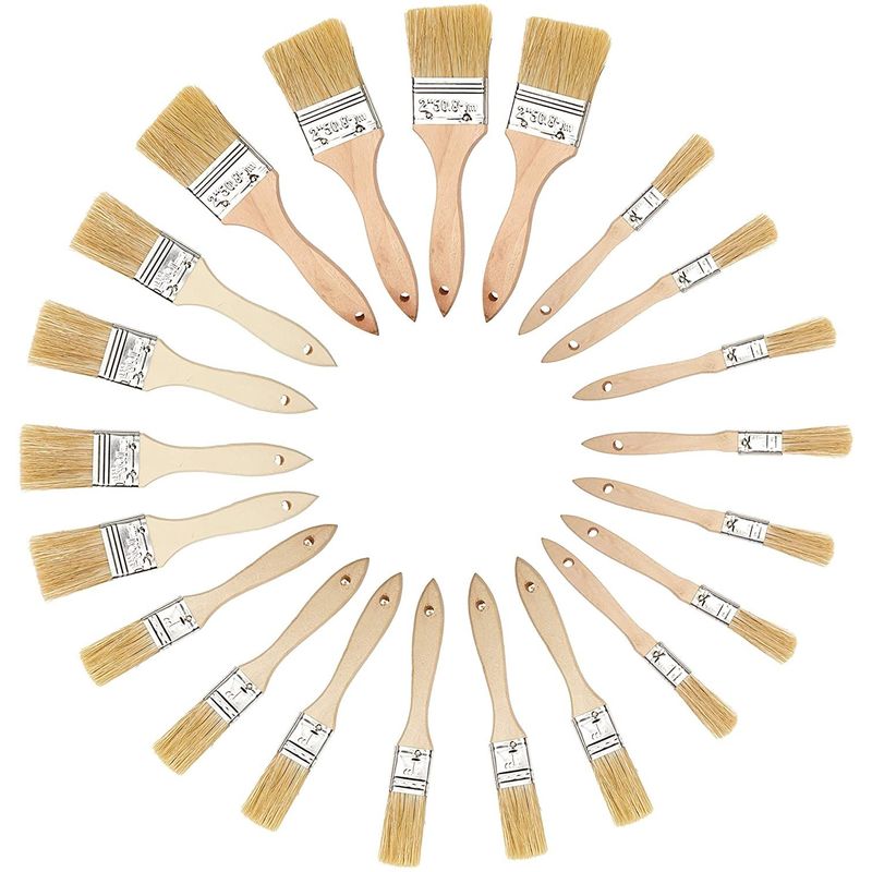 Chip Paint Brushes for Painting, Artists and Crafts Supplies (4 Sizes, 20 Pack)