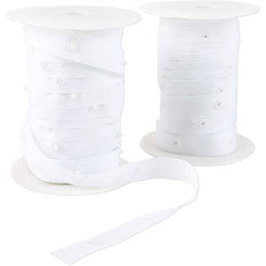White Snap Fastener Tape, Polyester Ribbon Press Buttons for Sewing (2 Rolls)
