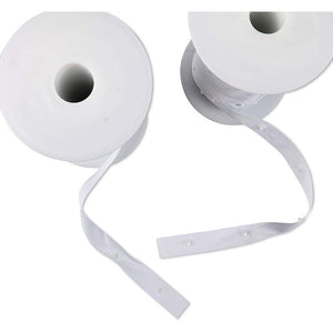 White Snap Fastener Tape, Polyester Ribbon Press Buttons for Sewing (2 Rolls)