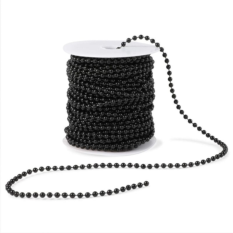 Black Pearl Beads on a String Roll for Crafts (4 mm, 25 Yards)