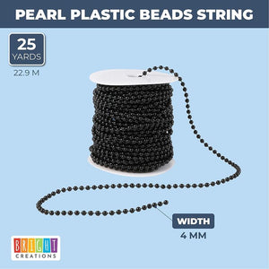 Black Pearl Beads on a String Roll for Crafts (4 mm, 25 Yards)