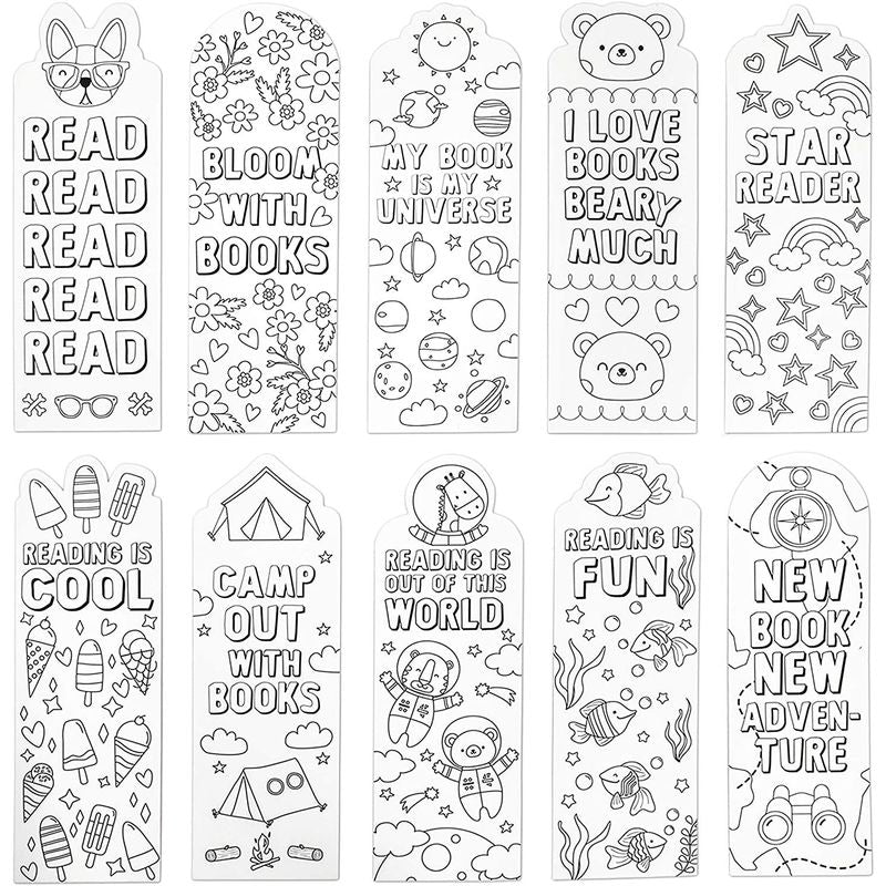 Color Your Own Bookmarks for DIY Crafts, Classroom (2 x 6 in, 24 Pack)
