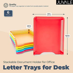 Letter Trays for Desk, Stackable Document Holder for Office (Letter Size, 6 Pack)