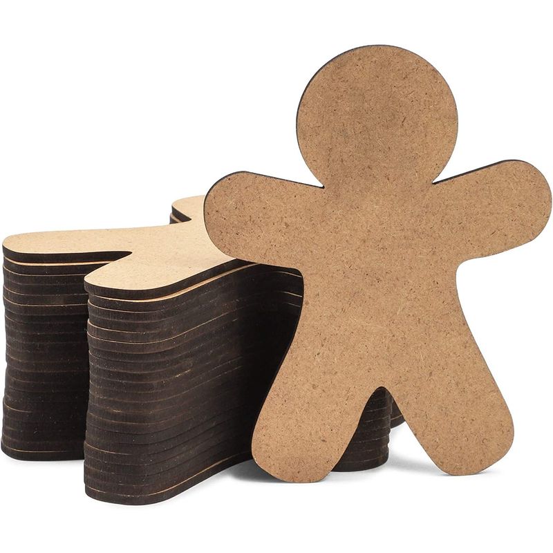 DIY Christmas Ornaments, Wooden Gingerbread Men for Crafts (3.5 x 4.5 in, 24 Pack)