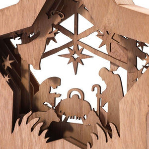 Christmas Nativity Set, Rustic Wooden Star Shaped Bible Scene (10.5 x 2 x 10 in)