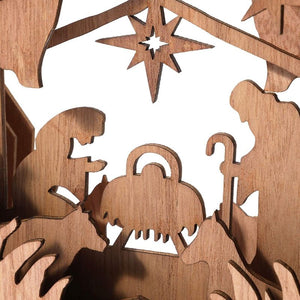 Christmas Nativity Set, Rustic Wooden Star Shaped Bible Scene (10.5 x 2 x 10 in)