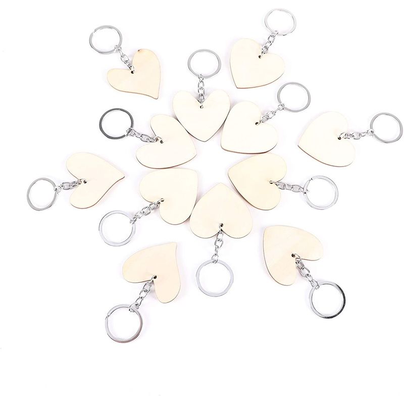 Acrylic Heart Keychain Blanks with Metal Rings for DIY Crafts (3x2.75 In,  10 Pack) 