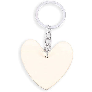Heart Wooden Keychain Blanks for DIY Crafts to Paint and Decorate (12 Pack)