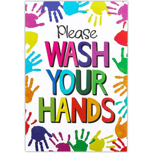 Hand Washing Station Signs for Kids, "Please Wash Your Hands" (4 x 6 Inches, 12 Pack)