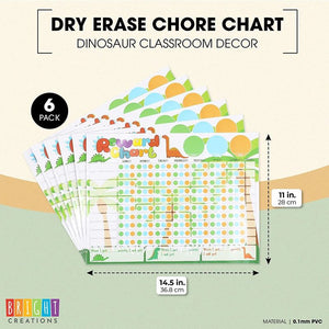 Dinosaur Chore Chart for Multiple Kids, Dry Erase (14.5 x 11 in, 6 Pack)