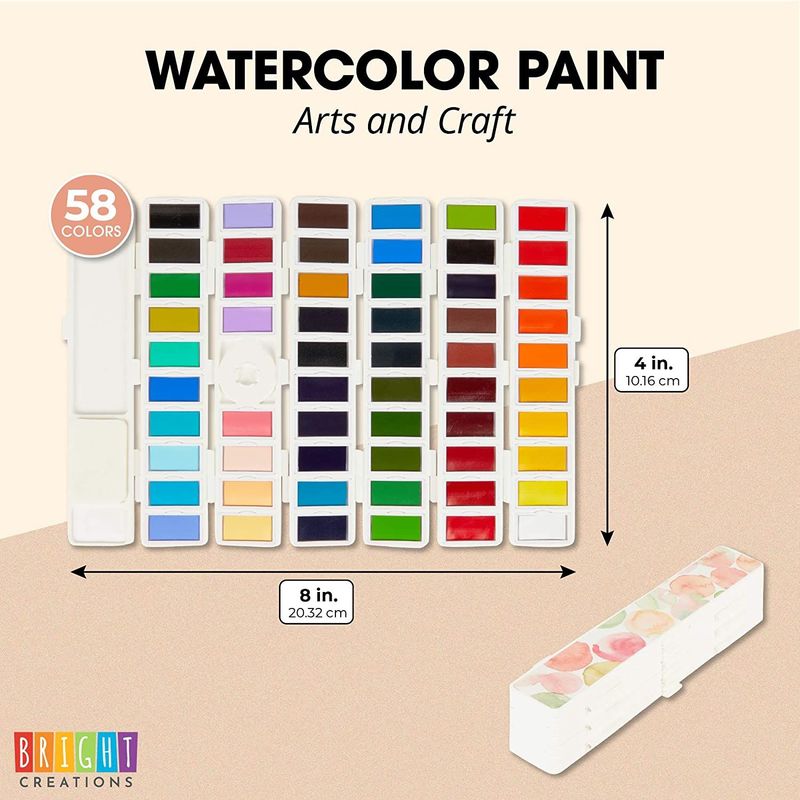 Watercolor Paint Palette, Art and Painting Supplies (58 Colors, 8 x 4 Inches)