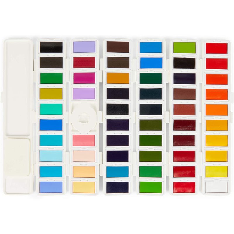 Watercolor Paint Palette, Art and Painting Supplies (58 Colors, 8 x 4 Inches)
