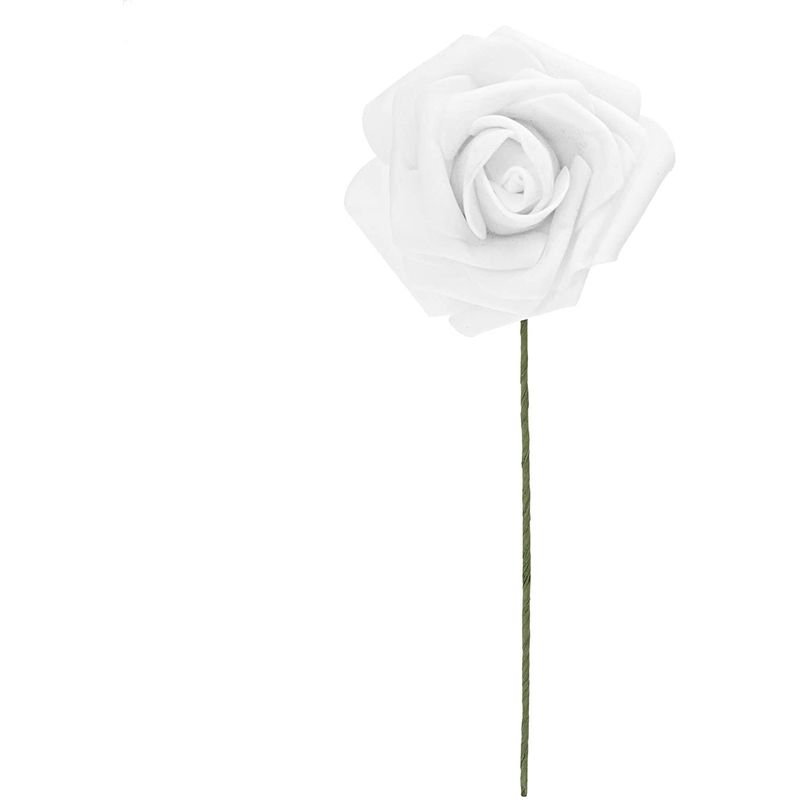 Bright Creations White 3-Inch Artificial Rose Flower Heads with Stems (60 Pack)