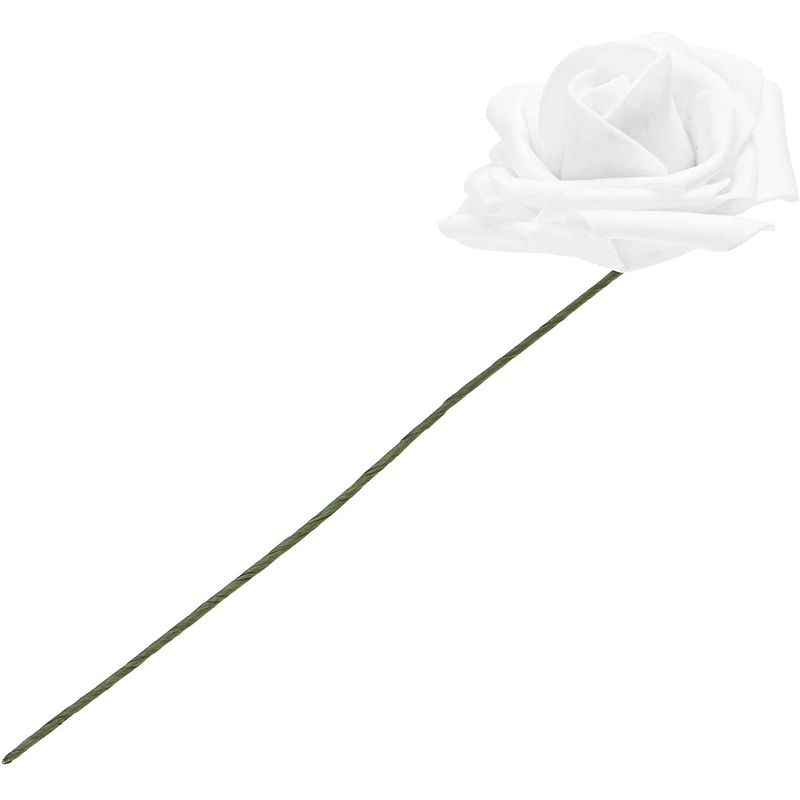 Bright Creations White 3-Inch Artificial Rose Flower Heads with Stems (60 Pack)