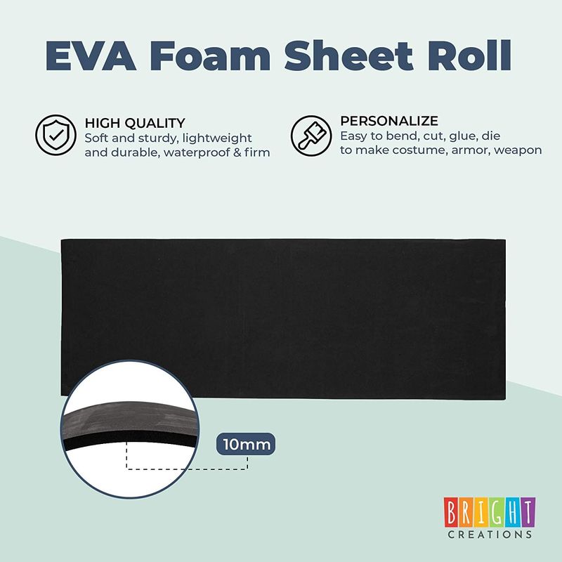 Bright Creations 2 Pack Black Eva Foam Roll, 3mm High Density Sheets for Crafts, Cosplay, Costumes, 14 x 39 in
