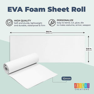 White EVA Foam Sheets Roll for Cosplay, Costumes, Crafts, DIY Projects (10mm, 13.75 x 39 in)