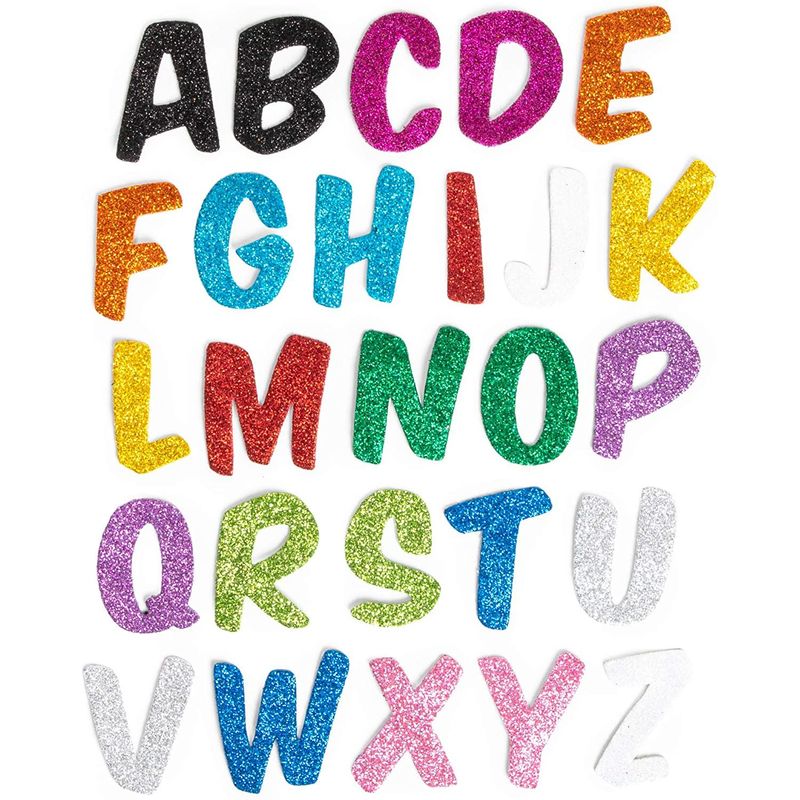 Glitter Foam Alphabet Letter Stickers for Kids, Self Adhesive, A-Z in 13 Colors (130 Pieces)