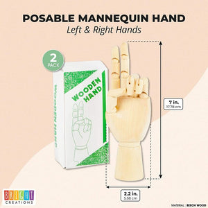 Bright Creations Posable Hand Model for Art, Left and Right Mannequin (7 Inches, 2 Pack)
